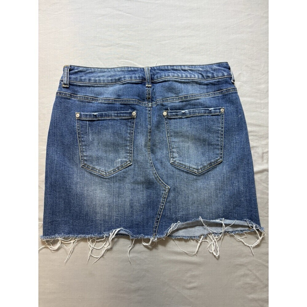 Altar'd State Denim JEAN Raw Hem 100% Cotton Skirt Sz Medium - Picture 2 of 5